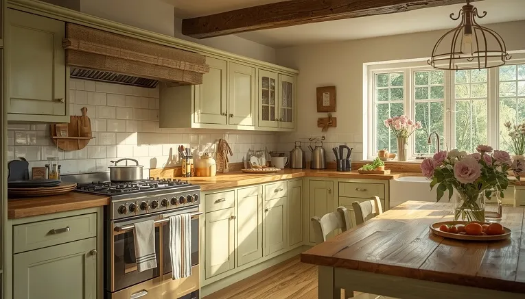 Well-equipped self-catering kitchen inside Rock House Cottage in Devon.